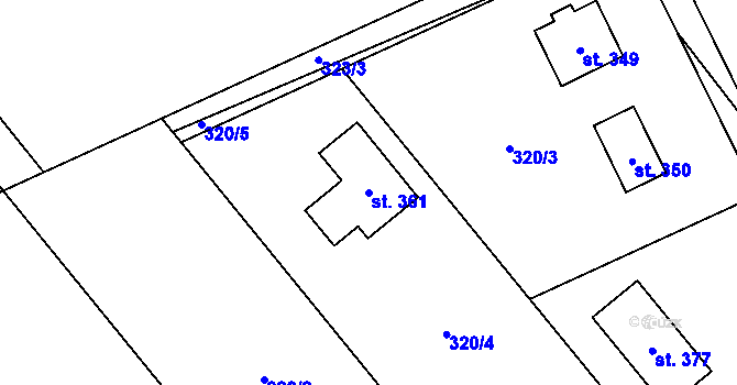 Parcela st. 361 v KÚ Karpentná, Katastrální mapa