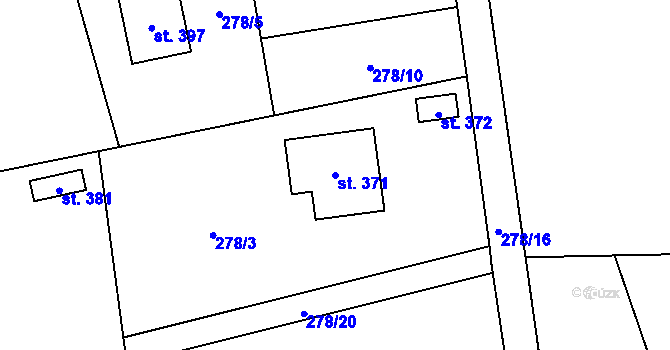 Parcela st. 371 v KÚ Karpentná, Katastrální mapa