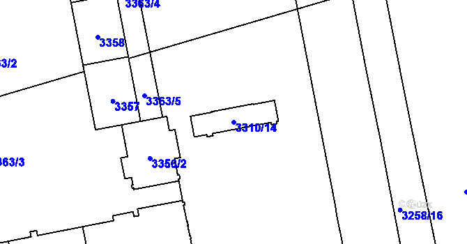 Parcela st. 3310/14 v KÚ Karviná-město, Katastrální mapa