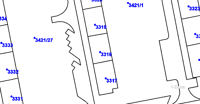 Parcela st. 3318 v KÚ Karviná-město, Katastrální mapa