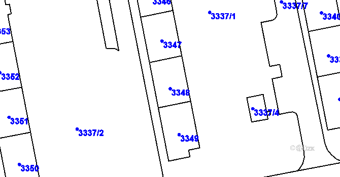 Parcela st. 3348 v KÚ Karviná-město, Katastrální mapa