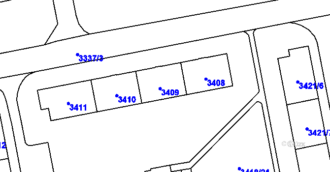 Parcela st. 3409 v KÚ Karviná-město, Katastrální mapa