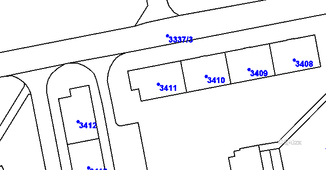 Parcela st. 3411 v KÚ Karviná-město, Katastrální mapa