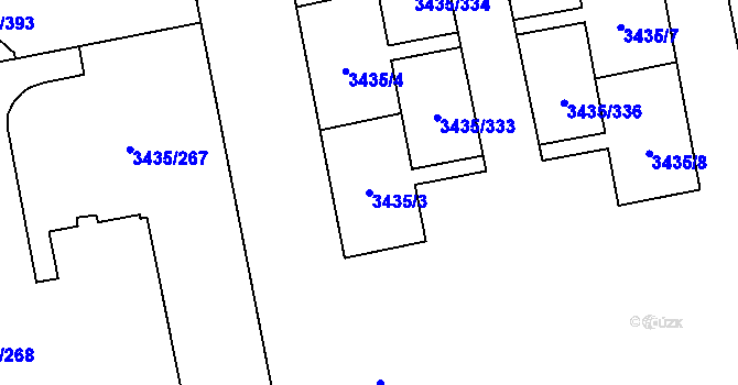 Parcela st. 3435/3 v KÚ Karviná-město, Katastrální mapa