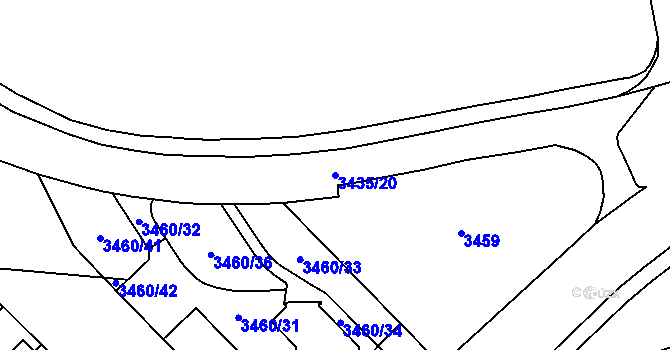 Parcela st. 3435/20 v KÚ Karviná-město, Katastrální mapa