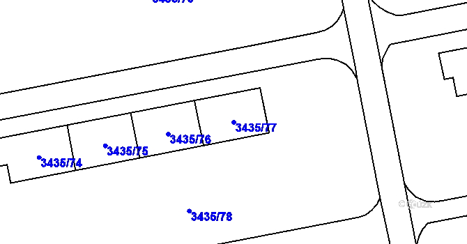 Parcela st. 3435/77 v KÚ Karviná-město, Katastrální mapa