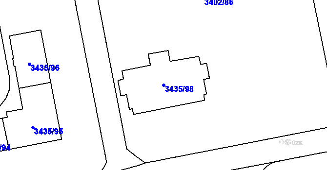 Parcela st. 3435/98 v KÚ Karviná-město, Katastrální mapa