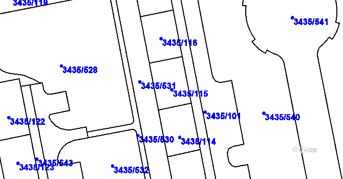 Parcela st. 3435/115 v KÚ Karviná-město, Katastrální mapa