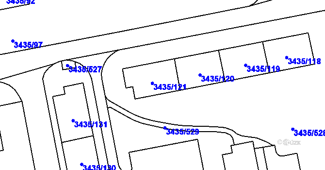 Parcela st. 3435/121 v KÚ Karviná-město, Katastrální mapa