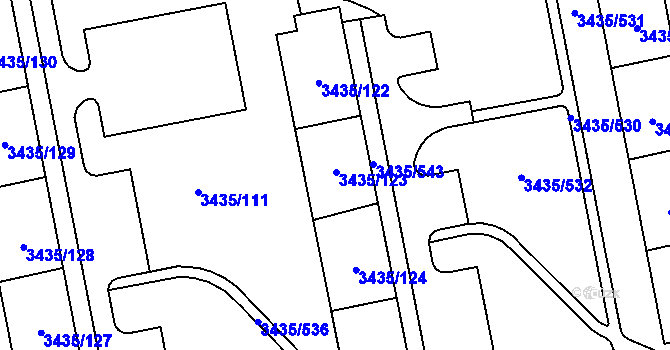 Parcela st. 3435/123 v KÚ Karviná-město, Katastrální mapa