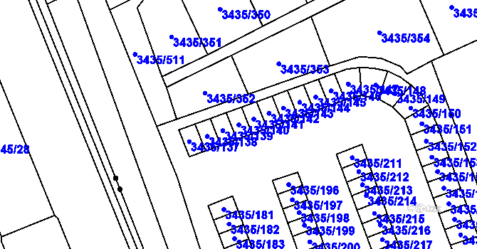 Parcela st. 3435/140 v KÚ Karviná-město, Katastrální mapa