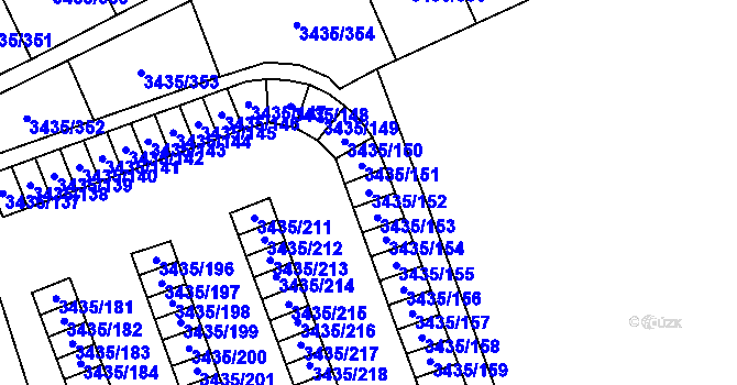 Parcela st. 3435/152 v KÚ Karviná-město, Katastrální mapa