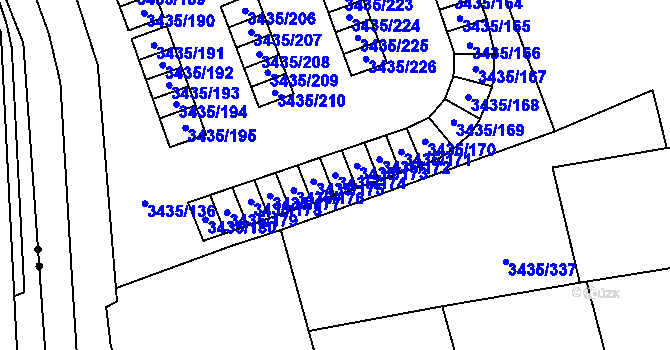 Parcela st. 3435/174 v KÚ Karviná-město, Katastrální mapa