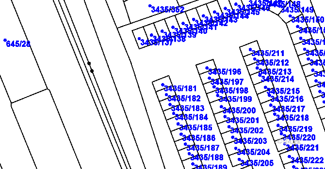 Parcela st. 3435/181 v KÚ Karviná-město, Katastrální mapa