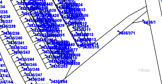Parcela st. 3435/314 v KÚ Karviná-město, Katastrální mapa