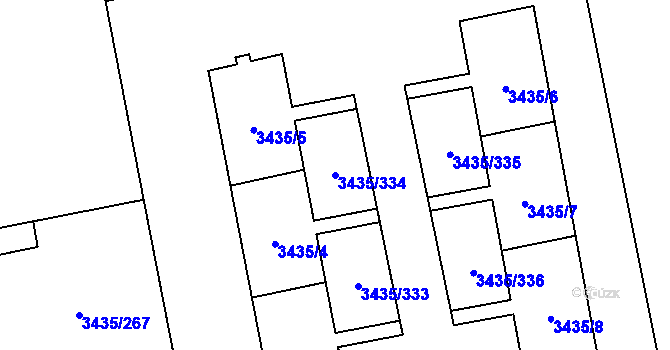 Parcela st. 3435/334 v KÚ Karviná-město, Katastrální mapa