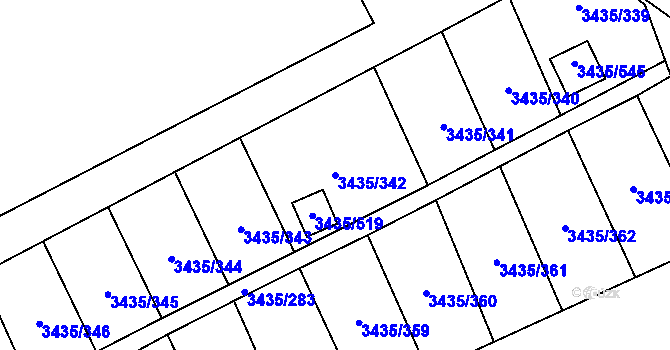 Parcela st. 3435/342 v KÚ Karviná-město, Katastrální mapa