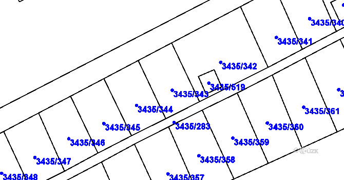 Parcela st. 3435/343 v KÚ Karviná-město, Katastrální mapa