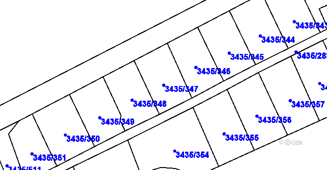 Parcela st. 3435/347 v KÚ Karviná-město, Katastrální mapa