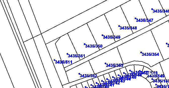 Parcela st. 3435/350 v KÚ Karviná-město, Katastrální mapa
