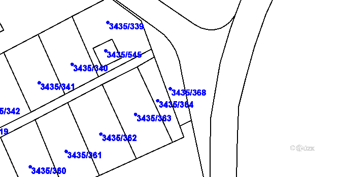 Parcela st. 3435/368 v KÚ Karviná-město, Katastrální mapa