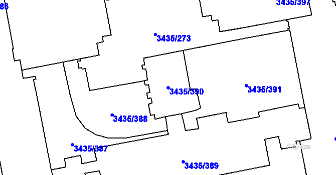 Parcela st. 3435/390 v KÚ Karviná-město, Katastrální mapa