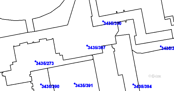Parcela st. 3435/397 v KÚ Karviná-město, Katastrální mapa