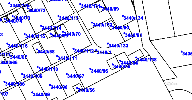 Parcela st. 3440/1 v KÚ Karviná-město, Katastrální mapa