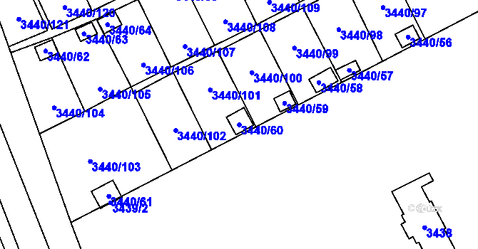 Parcela st. 3440/60 v KÚ Karviná-město, Katastrální mapa