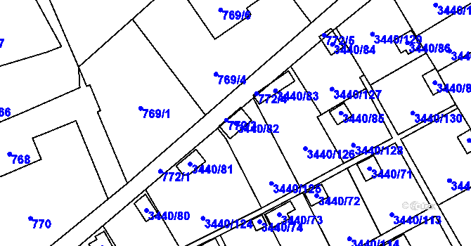 Parcela st. 3440/82 v KÚ Karviná-město, Katastrální mapa