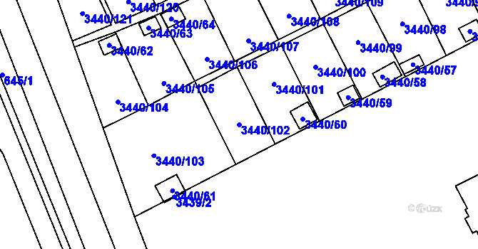 Parcela st. 3440/102 v KÚ Karviná-město, Katastrální mapa