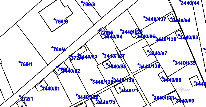Parcela st. 3440/127 v KÚ Karviná-město, Katastrální mapa