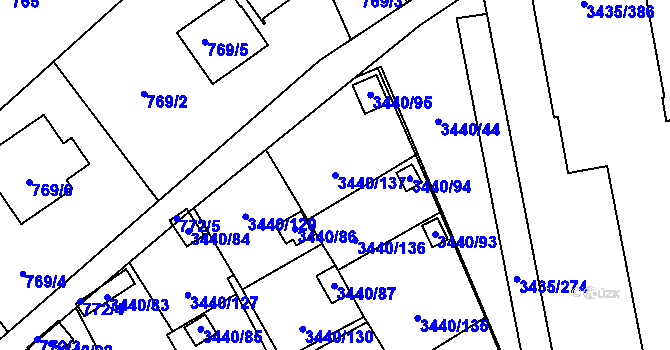 Parcela st. 3440/137 v KÚ Karviná-město, Katastrální mapa