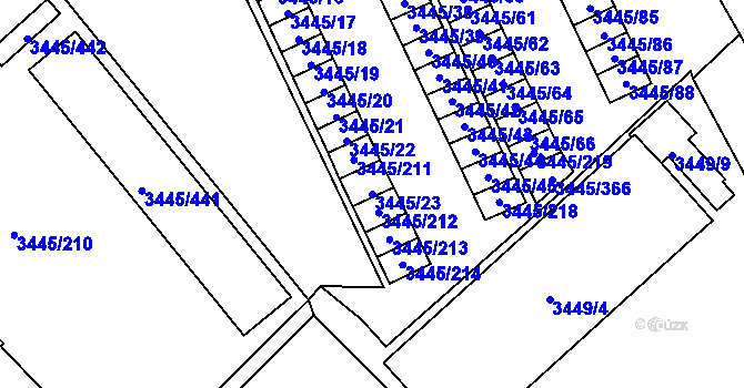 Parcela st. 3445/23 v KÚ Karviná-město, Katastrální mapa