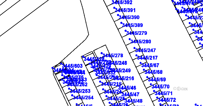 Parcela st. 3445/278 v KÚ Karviná-město, Katastrální mapa