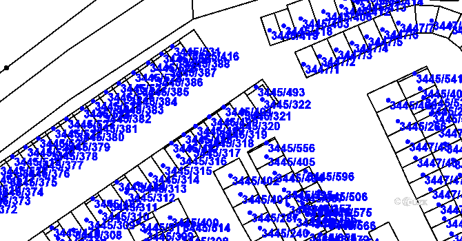 Parcela st. 3445/320 v KÚ Karviná-město, Katastrální mapa