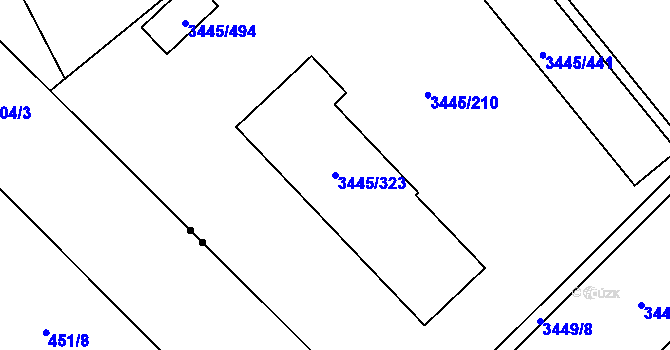 Parcela st. 3445/323 v KÚ Karviná-město, Katastrální mapa