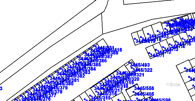 Parcela st. 3445/388 v KÚ Karviná-město, Katastrální mapa