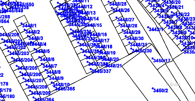 Parcela st. 3448/19 v KÚ Karviná-město, Katastrální mapa