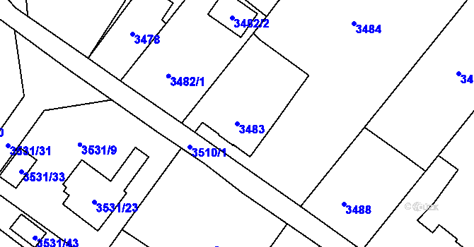 Parcela st. 3483 v KÚ Karviná-město, Katastrální mapa