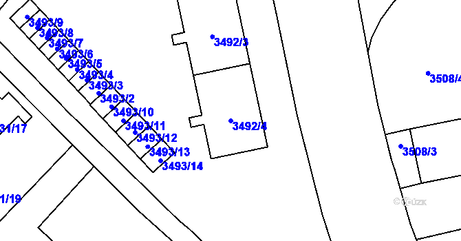 Parcela st. 3492/4 v KÚ Karviná-město, Katastrální mapa