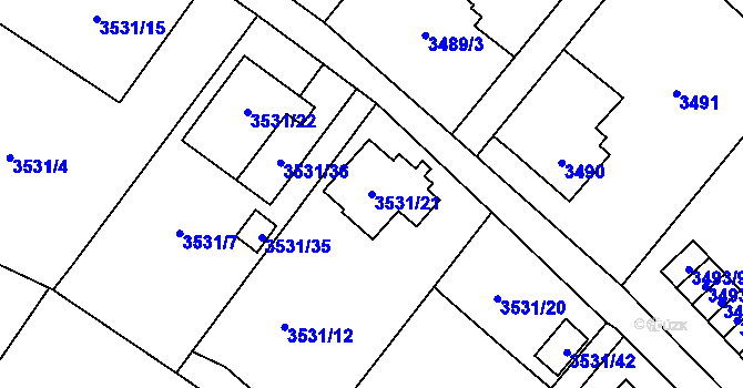 Parcela st. 3531/21 v KÚ Karviná-město, Katastrální mapa