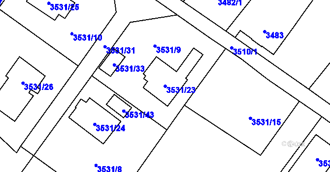 Parcela st. 3531/23 v KÚ Karviná-město, Katastrální mapa