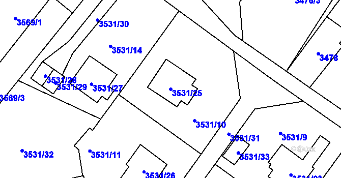 Parcela st. 3531/25 v KÚ Karviná-město, Katastrální mapa