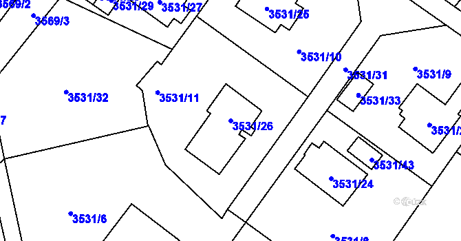 Parcela st. 3531/26 v KÚ Karviná-město, Katastrální mapa