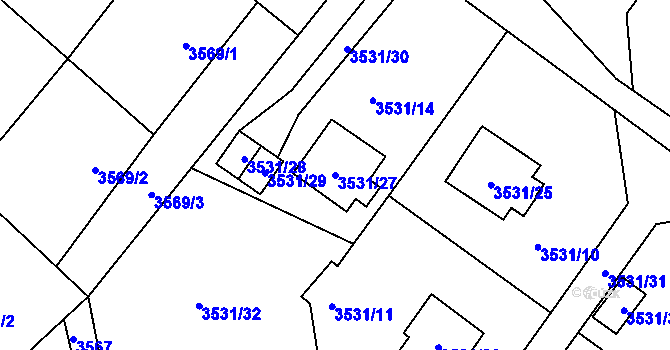 Parcela st. 3531/27 v KÚ Karviná-město, Katastrální mapa