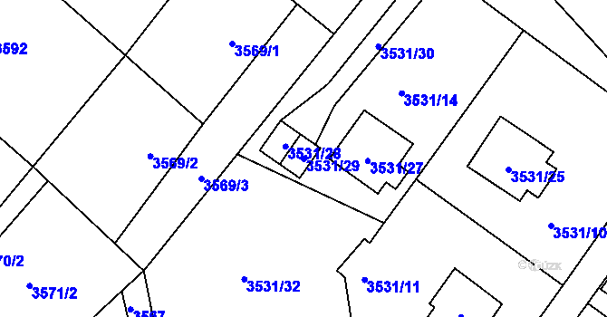 Parcela st. 3531/29 v KÚ Karviná-město, Katastrální mapa
