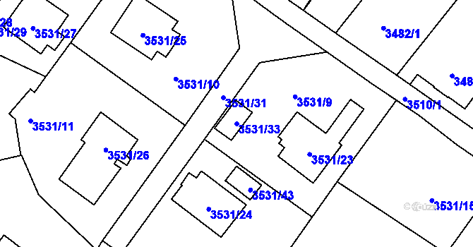 Parcela st. 3531/33 v KÚ Karviná-město, Katastrální mapa