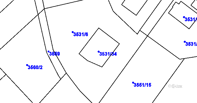 Parcela st. 3531/34 v KÚ Karviná-město, Katastrální mapa