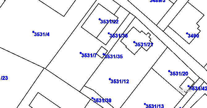 Parcela st. 3531/35 v KÚ Karviná-město, Katastrální mapa